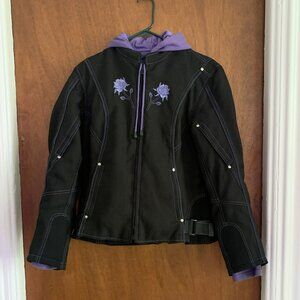 Revolution Gear by Unik Purple Rose Black Biker Jacket Size L